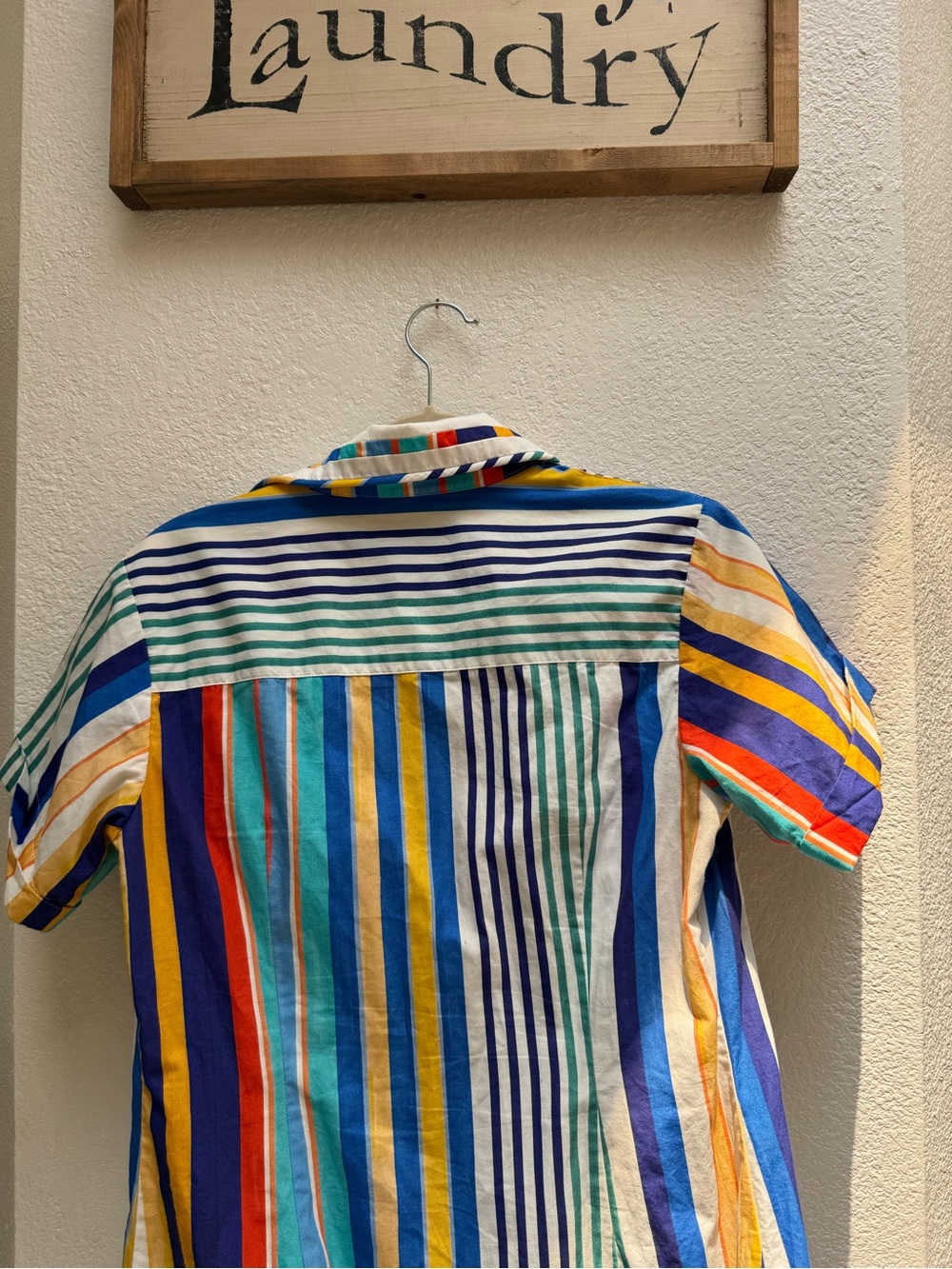 Delicatez Striped Button-Front Mini Dress in Multi-Color 100% Cotton Size L - Picture 9 of 10